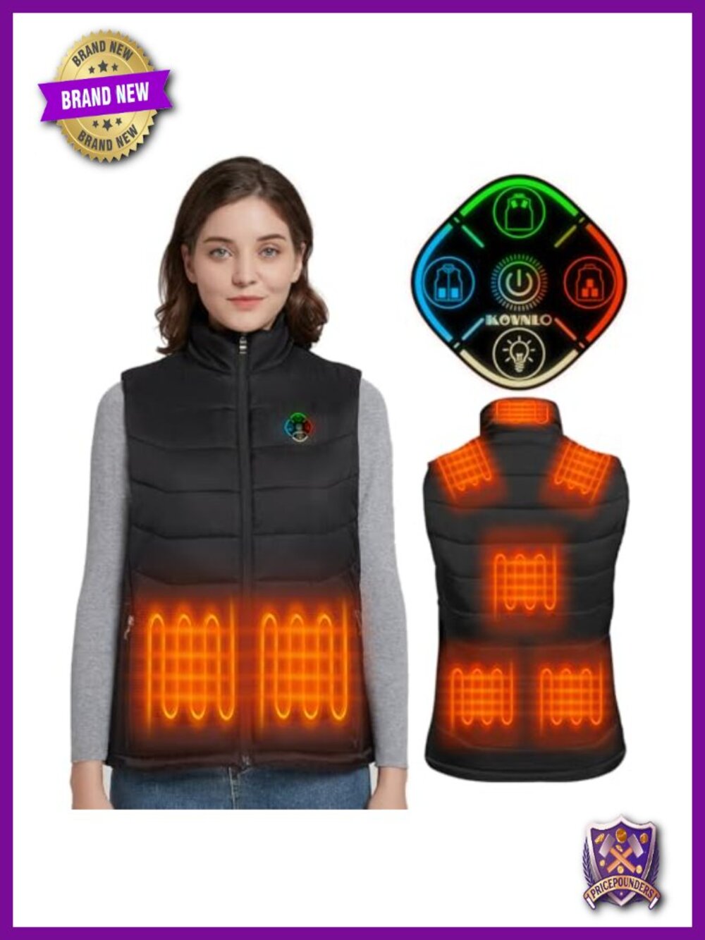 Womens Heated Vest 5-in-1 Smart Controller Nylon Slim Fit Machine Washable